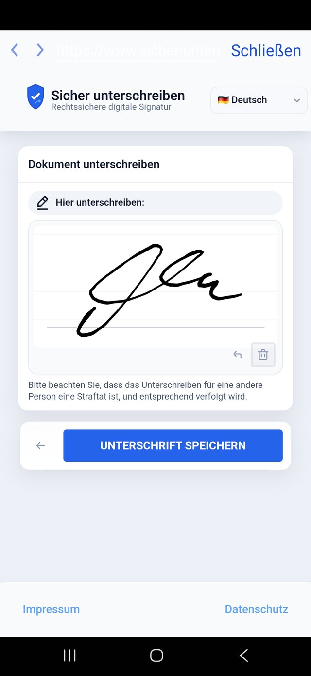 YOU-DRIVE Lehrer-App – Dokument rechtssicher per Unterschrift auf dem Display signieren