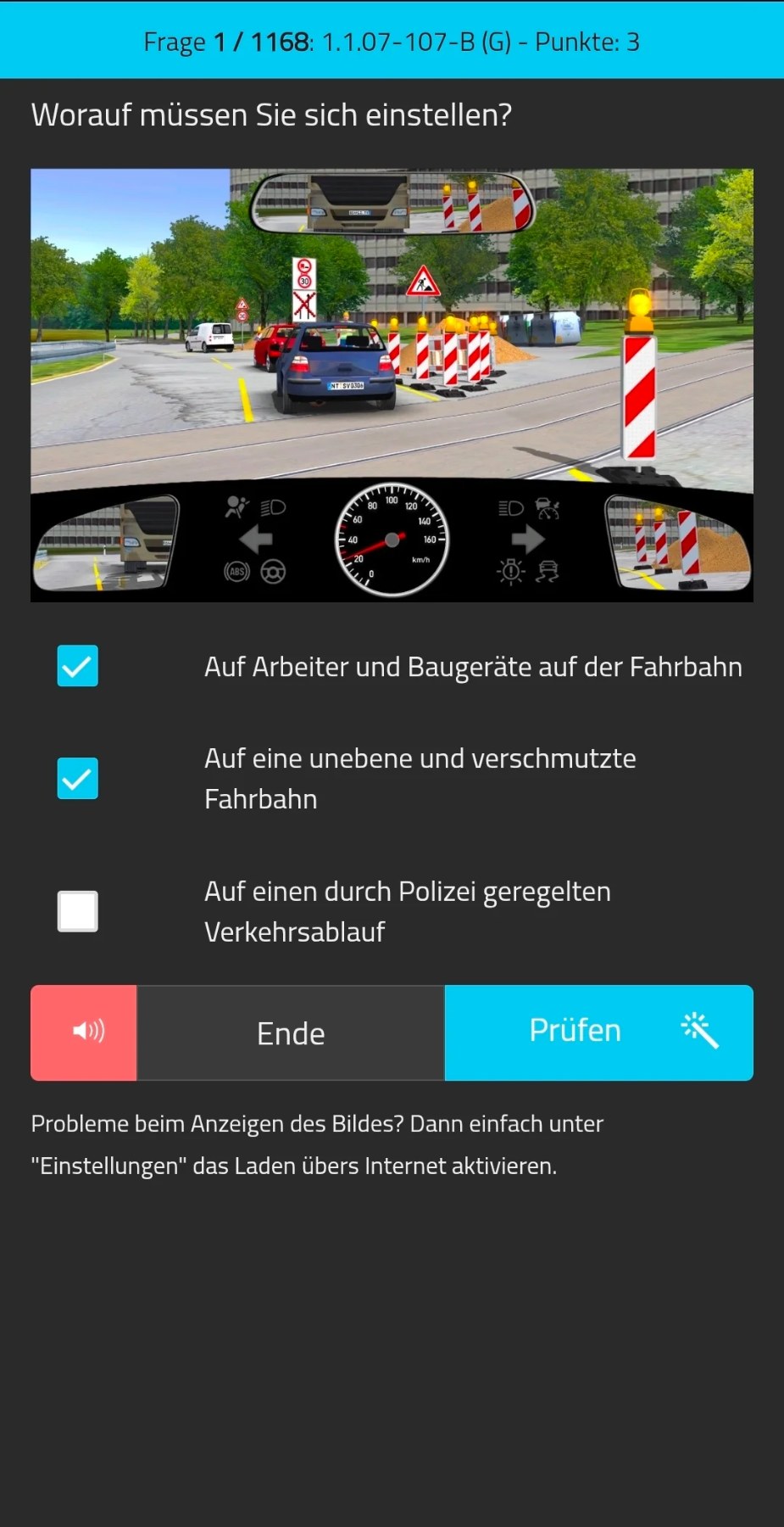 Prüfungssimulation mit Aufgabenbersicht